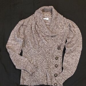 Women's Brown/Tan/Cream Sweater with Button Detail